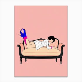 Woman Laying On A Couch 1 Canvas Print