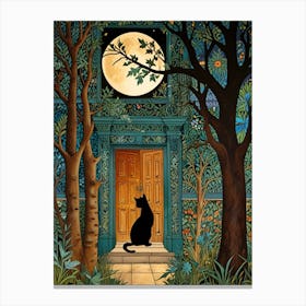 William Morris Cat In The Moonlight Canvas Print