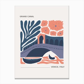 Grand Canal   Venice, Italy, Warm Colours Illustration Travel Poster 2 Canvas Print