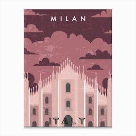 Milan, Italy — Retro travel minimalist poster Canvas Print