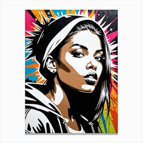 Graffiti Mural Of Beautiful Hip Hop Girl 75 Canvas Print