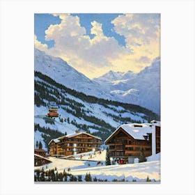 Livigno, Italy Ski Resort Vintage Landscape 2 Skiing Poster Canvas Print