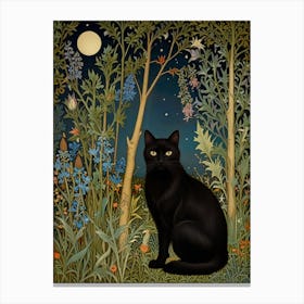 William Morris Black Cat In The Woods 1 Canvas Print