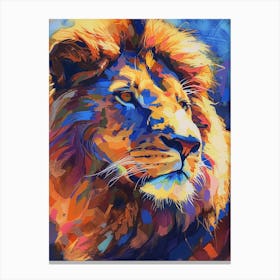 Asiatic Lion Portrait Close Up Fauvist Painting 2 Canvas Print