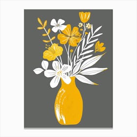 Yellow Flowers In A Vase 3 Canvas Print