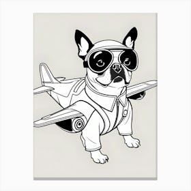 French Bulldog Airplane-Reimagined 3 Canvas Print