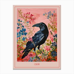 Floral Animal Painting Crow 3 Poster Canvas Print