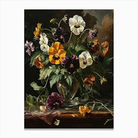 Baroque Floral Still Life Wild Pansy 4 Canvas Print