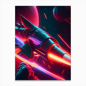 Rocket Neon Nights Space Canvas Print
