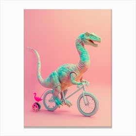 Pastel Toy Dinosaur On A Bike 2 Canvas Print