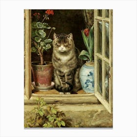 Blinking in the Sun "Tabby Cat by the Window" 1881 by Ralph Hedley HD Canvas Print