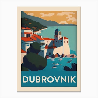 Dubrovnik Vintage Travel Poster Canvas Print