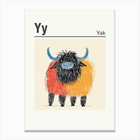 Animals Alphabet Yak 4 Canvas Print
