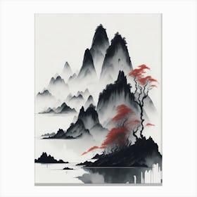 Chinese Landscape Mountains Ink Painting (17) Canvas Print