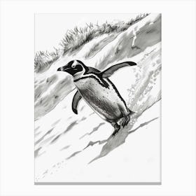 Emperor Penguin Belly Sliding Down Snowy Slopes 2 Canvas Print