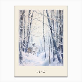 Winter Watercolour Lynx 4 Poster Canvas Print