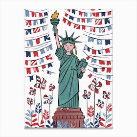 Liberty With Flags Canvas Print