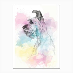 Schnauzer Dog Pastel Line Watercolour Illustration  1 Canvas Print