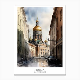 Saint Petersburg, Russia 3 Watercolor Travel Poster Canvas Print