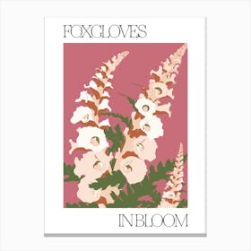 Foxgloves In Bloom Flowers Bold Illustration 2 Canvas Print