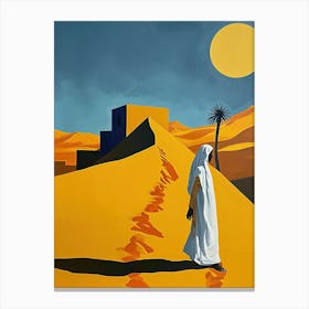 Woman In The Sahara Desert Canvas Print