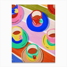 Coffee Cups And Saucers Canvas Print