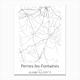 Pernes Les Fontaines,France Minimalist Map Canvas Print