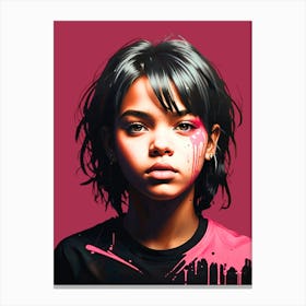 Girl With Paint On Her Face Canvas Print