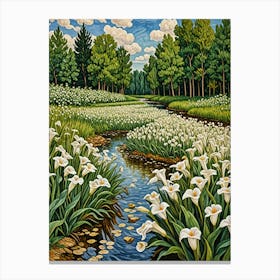 Stream Of White Lilies Canvas Print