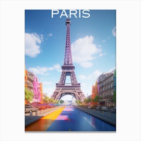 Colourful France travel poster Paris Canvas Print