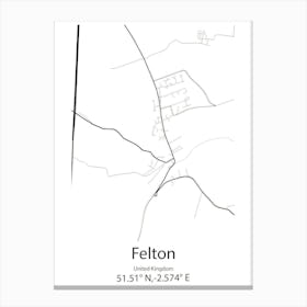 Felton,United Kingdom Minimalist Map Toile