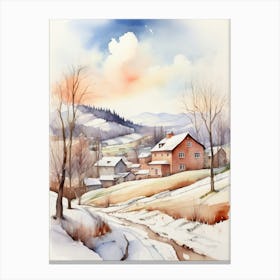 Watercolor Winter Landscape 4 Canvas Print