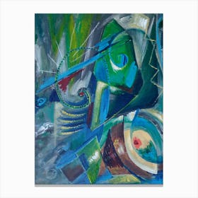 Abstract Wall Art With Blue & Green Canvas Print