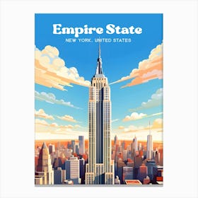 Empire State New York Skyscraper Modern Travel Illustration Canvas Print