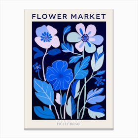 Blue Flower Market Poster Hellebore 4 Canvas Print