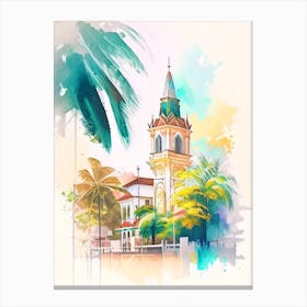 Cebu Philippines Watercolour Pastel Tropical Destination Canvas Print