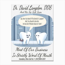 Dr. David Langdon, DDS Advert ~Reimagined 34 Canvas Print