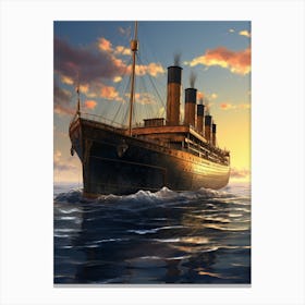 Titanic Ship Sunset 1 Canvas Print