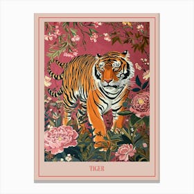 Floral Animal Painting Tiger 7 Poster Canvas Print
