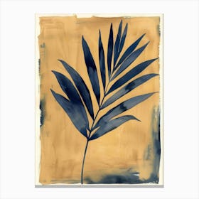 Blue Palm Leaf Canvas Print