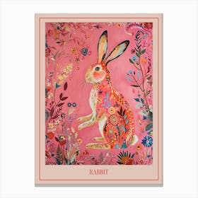 Floral Animal Painting Rabbit 1 Poster Canvas Print