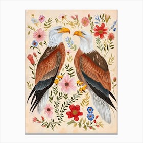 Folksy Floral Animal Drawing Eagle 2 Canvas Print