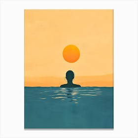 Silhouette Of A Man In The Water Canvas Print