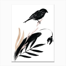 Delicate Floral Bird Canvas Print