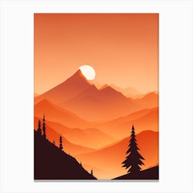 Misty Mountains Vertical Composition In Orange Tone 347 Canvas Print