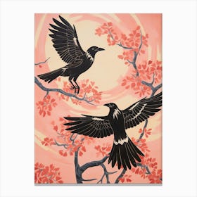 Vintage Japanese Inspired Bird Print Crow 2 Canvas Print