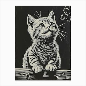 American Shorthair Cat Relief Illustration 4 Canvas Print