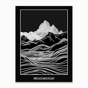 Ben Lui Mountain Line Drawing 3 Poster Canvas Print