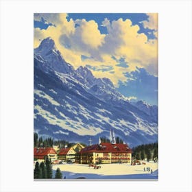 Garmisch Partenkirchen, Germany Ski Resort Vintage Landscape 1 Skiing Poster Canvas Print