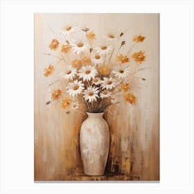 Daisy, Autumn Fall Flowers Sitting In A White Vase, Farmhouse Style 2 Canvas Print